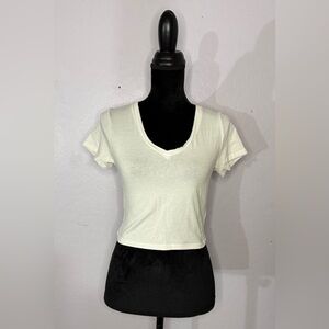 Fashion Nova White V-Neck Crop Top